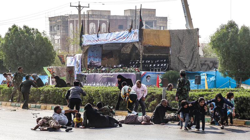 هجمات «العرض العسكري» تُعد الأعنف والأكثر قوة منذ فترة طويلة. أ.ف.ب