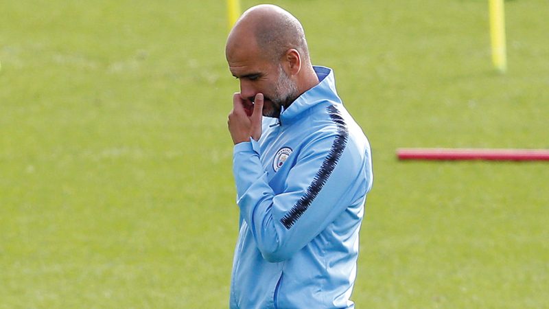 مدرب مانشستر سيتي غوارديولا. رويترز