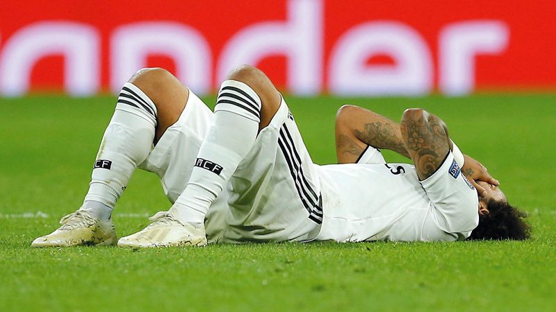 مارسيلو يتعرض للإصابة ويتوقع غيابه عن «الكلاسيكو». أ.ب