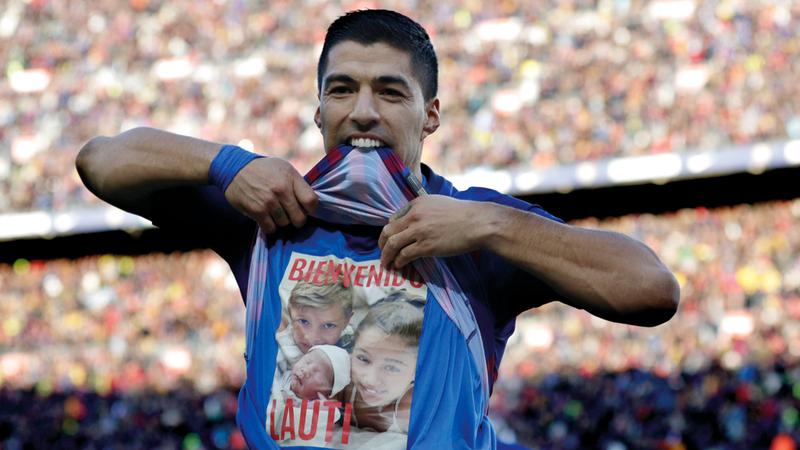 النجم الأوروغوياني سواريز افترس شباك ريال مدريد. أ.ب