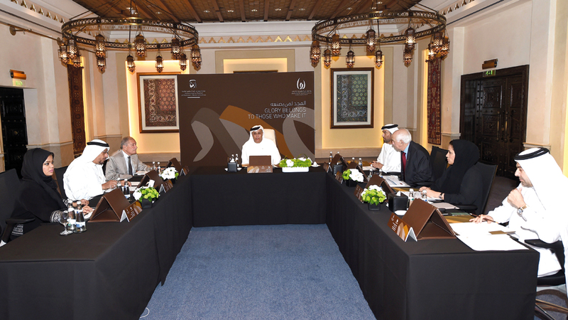 أثناء اجتماع مجلس أمناء جائزة الإبداع الرياضي برئاسة مطر الطاير. من المصدر