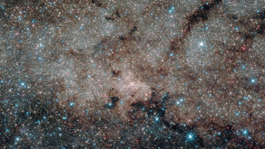 تظهر صورة الأشعة تحت الحمراء المأخوذة من تلسكوب فضائي، مركز درب التبانة، على بعد 27000 سنة ضوئية من الأرض.