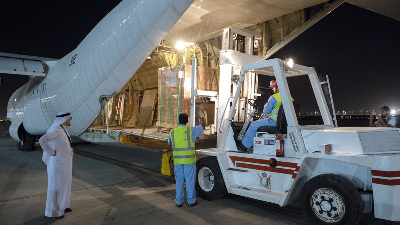 خلال تجهيز طائرتين وتحميلهما بـ 60 طناً من المساعدات إلى الأردن.  من المصدر