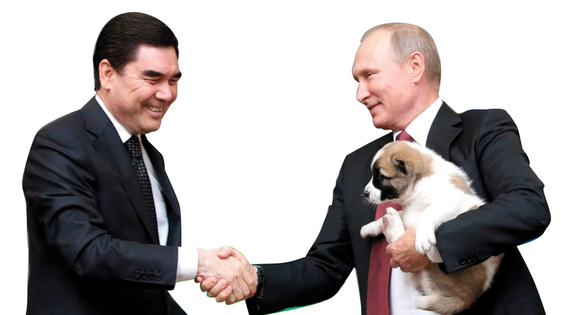 الرئيس التركمانستاني نجح في استخدام دبلوماسية الكلاب مع بوتين.  غيتي