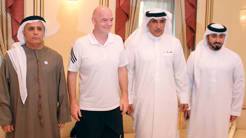 من اليمين.. الشعفار والرميثي وإنفانتينو والطاير. من المصدر