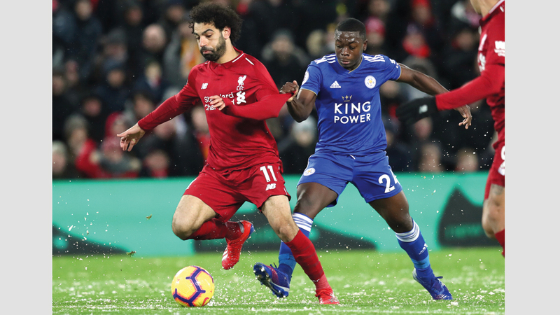 زملاء صلاح فشلوا في اقتناص الفوز على ليستر سيتي. أ.ب