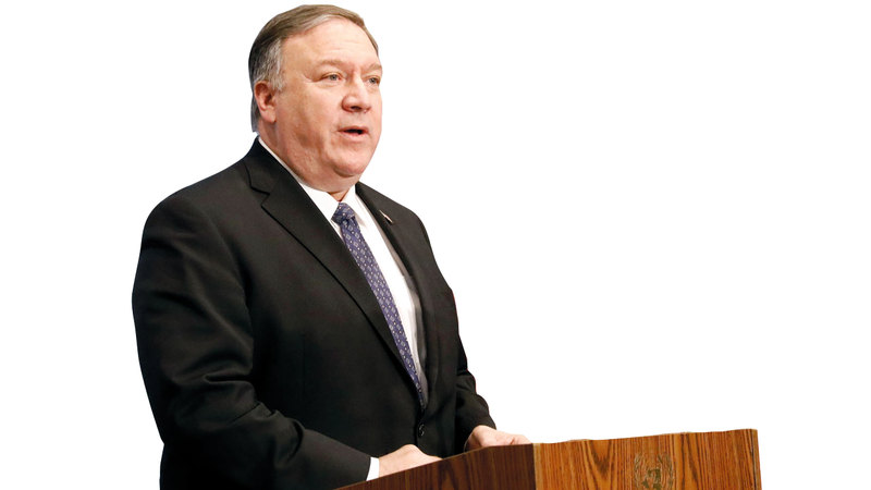 بومبيو قال إن الولايات المتحدة هزمت «داعش» في سورية والعراق.  ي.ب.أ