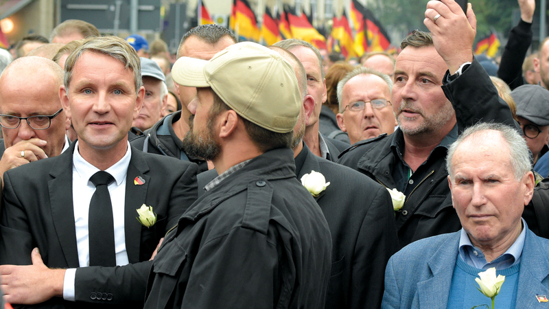 تظاهرة لحزب ألمانيا البديل الذي يعادي فكرة الاتحاد الأوروبي. أ.ب