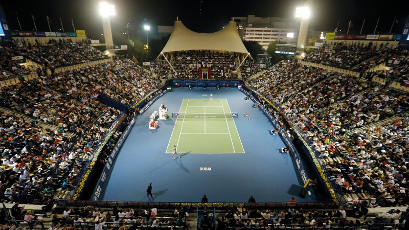 استاد «سوق دبي الحرة» يترقب منافسات النسخة الـ 27 لتنس الرجال. تصوير: باتريك كاستيلو