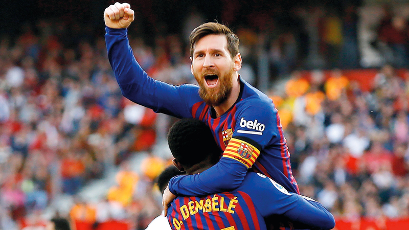 ميسي تألق بشكل لافت في لقاء إشبيلية وكان وراء رباعية برشلونة.  رويترز