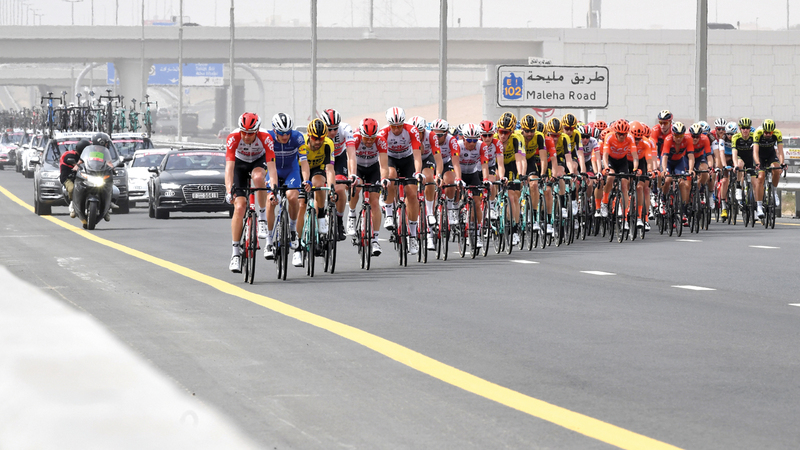 جانب من مرحلة الشارقة التي بلغت مسافتها الإجمالية 181 كلم.  تصوير: أسامة أبوغانم