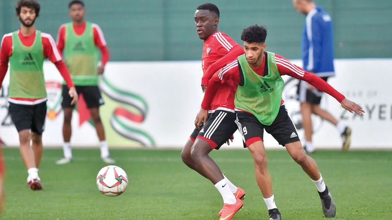 من تدريبات سابقة للمنتخب استعداداً لتصفيات آسيا.  من المصدر