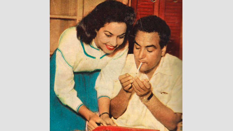 محمد فوزي وزوجته مديحة يسري. أرشيفية