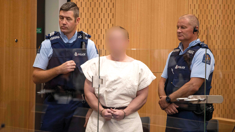 الإرهابي الأسترالي برينتون تارانت أمام المحكمة. أ.ف.ب