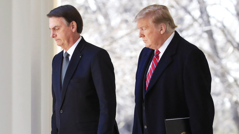 ترامب أبدى إعجابه بأراء بولسونارو.

أ.ب