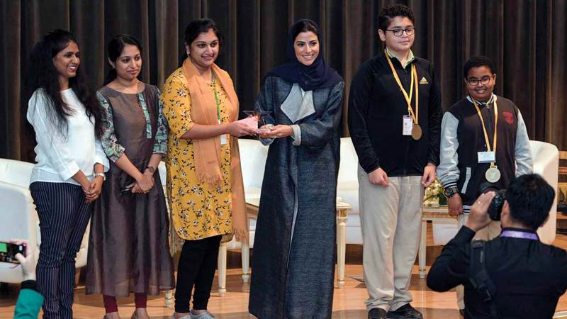 خلال تكريم المشروع الفائز بالمركز الأول. تصوير: أشوك فيرما