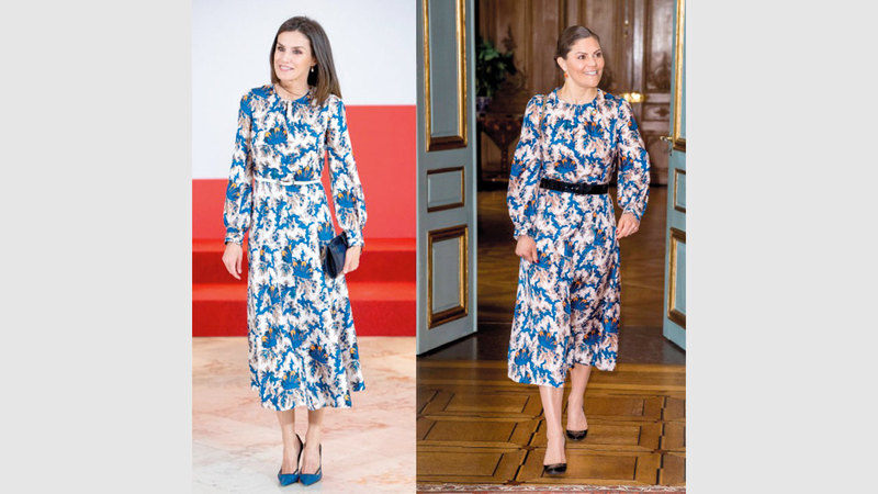 الملكة ليتيسيا والأميرة فيكتوريا ترتديان الفستان نفسه.  غيتي