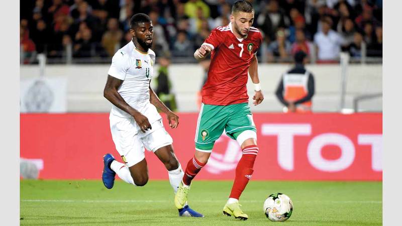 حكيم زياش أحد العناصر المهمة في صفوف منتخب المغرب. أ.ف.ب