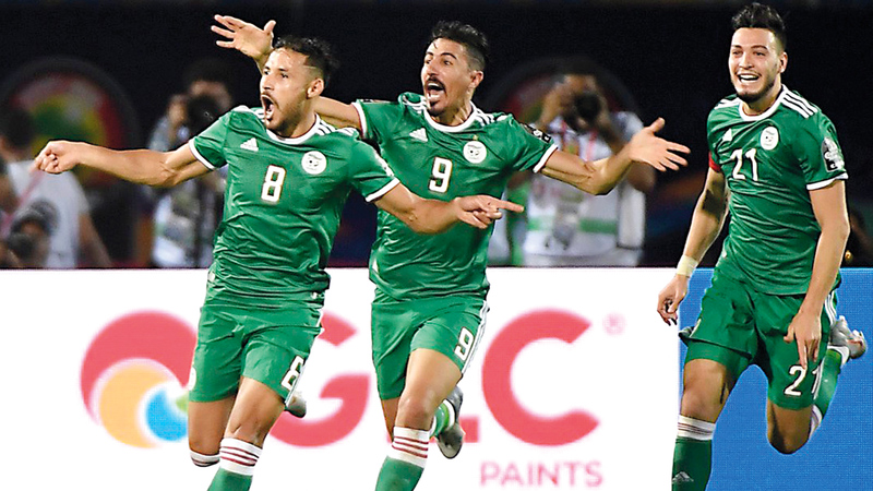 يوسف بلايلي أحد أعمدة المنتخب الجزائري في البطولة الإفريقية. أ.ف.ب