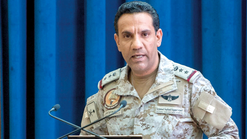 تركي المالكي: «قيادة القوات المشتركة للتحالف ستتخذ الإجراءات كافة لضرب البنية العسكرية العدائية الإرهابية للميليشيات الحوثية».