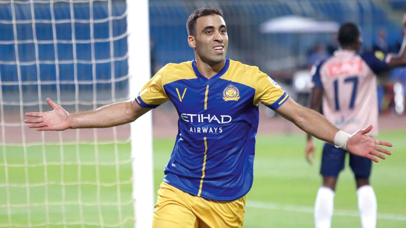 هداف النصر عبدالرزاق حمدالله. أرشيفية