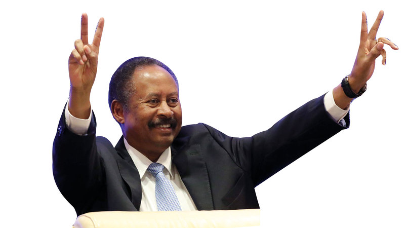 رئيس الوزراء السوداني عبدالله حمدوك بعد إعلان تشكيلة حكومته. إي. بي.أيه