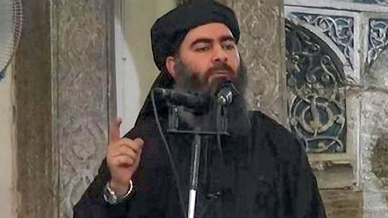 أبوبكر البغدادي زعيم تنظيم «داعش» الإرهابي. ارشيفية