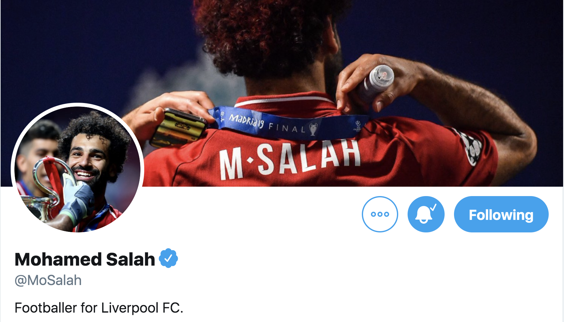 حساب محمد صلاح بعد حذف إسم مصر من صفته كلاعب