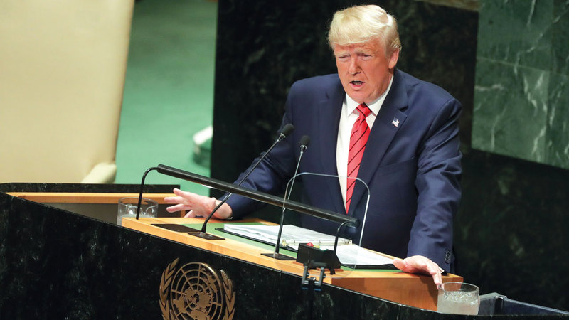 الرئيس الأميركي دونالد ترامب ندّد أمام قادة دول العالم بـ«تجاوزات» بكين. أرشيفية