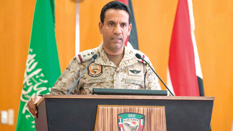 العقيد الركن تركي المالكي:  «قيادة القوات المشتركة للتحالف مستمرة  في اتخاذ الإجراءات الصارمة والرادعة، لتحييد وتدمير  القدرات البالستية للحوثيين لحماية المدنيين».