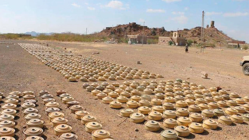 الألغام المتوقع نزعها في الجوف تتجاوز نصف مليون لغم وعبوة ناسفة.  أرشيفية