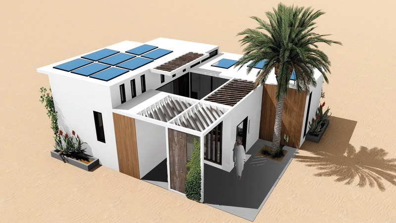 منزل «توازن» يتسع لأسرة واحدة ويستفيد من الطاقة الشمسية بشكل أساسي. من المصدر