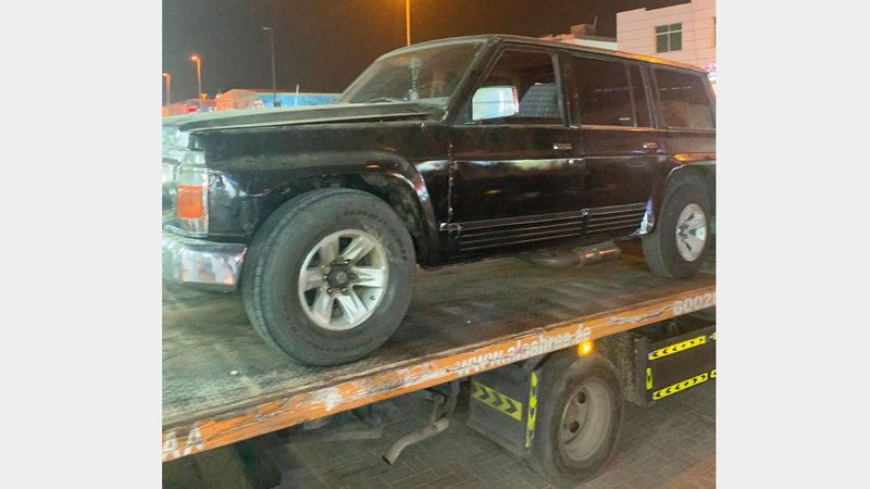 السيارة المستخدمة في الاستعراض الخطر. من المصدر