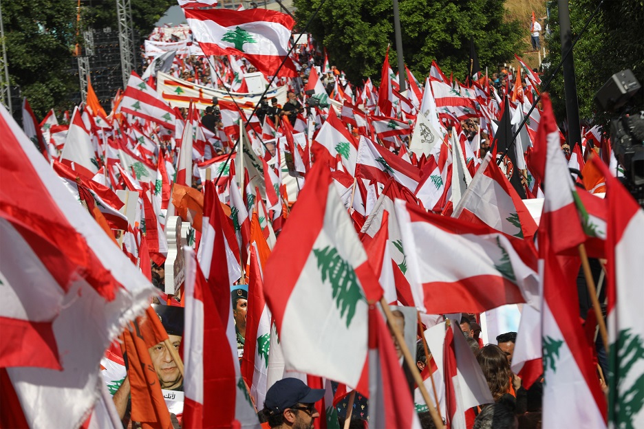 مظاهرات دعم الرئيس اللبناني - أ. ف. ب