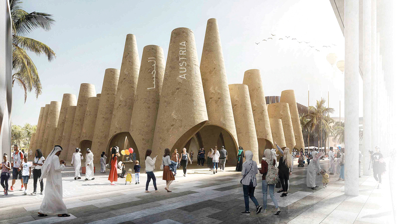 الجناح المبتكر يجمع بين أفضل الممارسات العربية والنمساوية وطرق البناء المبتكرة. أرشيفية