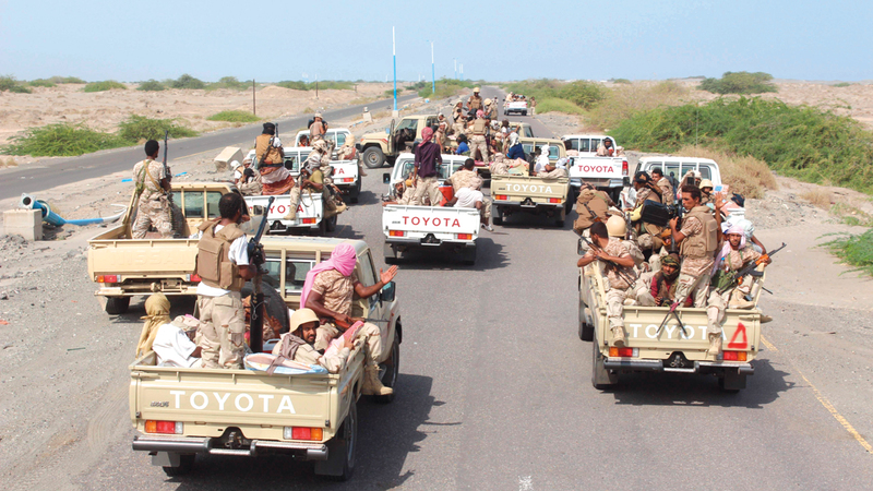 قوات من الشرعية اليمنية في الطريق إلى زنجبار عاصمة محافظة أبين. أرشيفية - أ.ف.ب