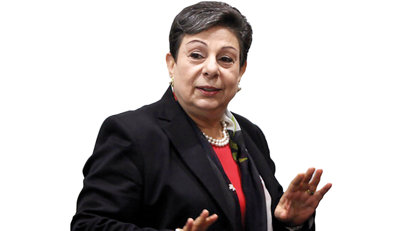 عشراوي قالت إن إدارة ترامب أصبحت الآن «شريكة في الجريمة» مع إسرائيل. أ.ف.ب