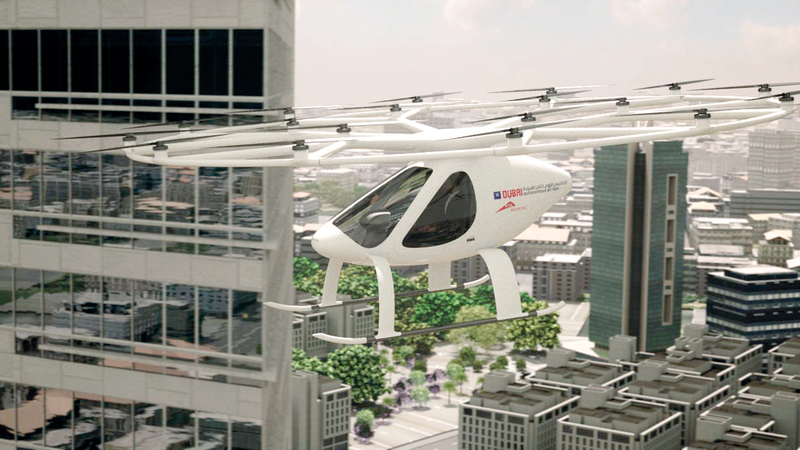 التاكسي الجوي ذاتي القيادة من شركة «فولو كوبتر». من المصدر