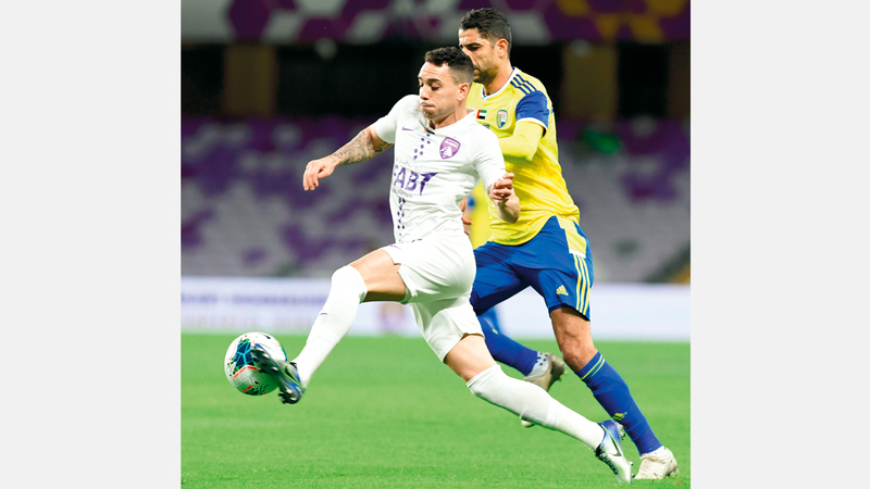 البرازيلي كايو أحرز هدف العين الوحيد في مرمى الظفرة من ركلة الجزاء. من المصدر