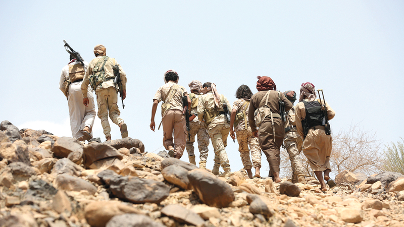 جنود يمنيون في منطقة المخدرة بمحافظة مأرب. رويترز