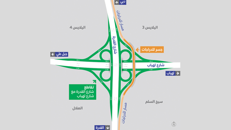 خريطة توضح تفاصيل تقاطع شارع القدرة مع شارع لهباب. من المصدر