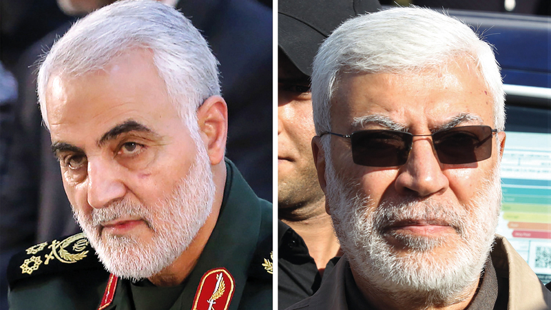 صورة مركبة للمهندس وسليماني (يسار). أ.ف.ب