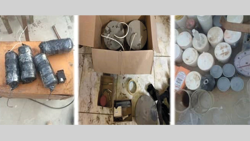 بعض العبوات الناسفة التي تم ضبطها. من المصدر