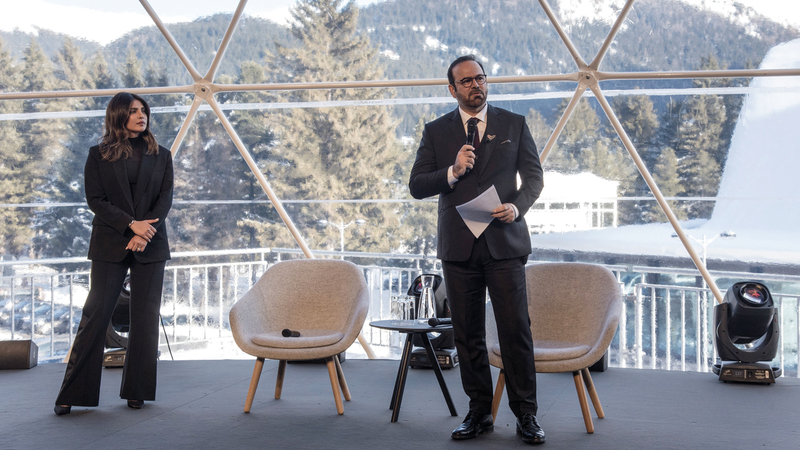 القرقاوي خلال مشاركته في المنتدى الاقتصادي العالمي بـ&laquo;دافوس&raquo;. من المصدر