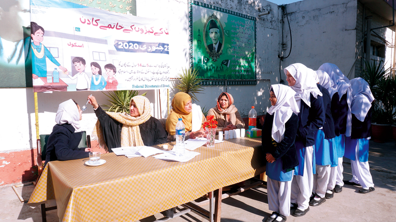 عدد من الطلاب في باكستان ضمن 44 مقاطعة يستهدفهم البرنامج.  من المصدر