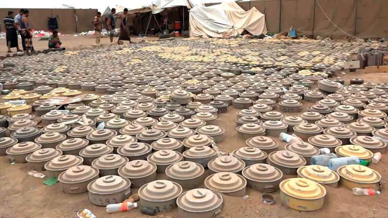 الميليشيات تزرع الألغام قبل انسحابها من المواقع هربا من قوات الشرعية. أرشيفية