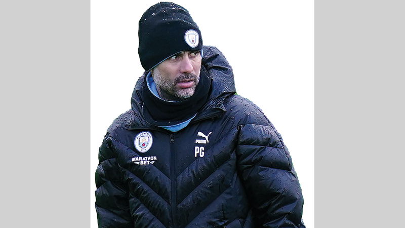 مدرب مان سيتي غوارديولا في أصعب اختبار له هذا الموسم اليوم.   أ.ف.ب