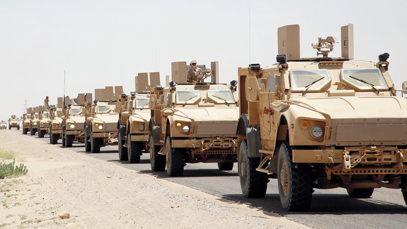 الجيش اليمني مسنوداً بالتحالف تمكن من طرد الميليشيات من مواقع عدة في مأرب. أ.ف.ب