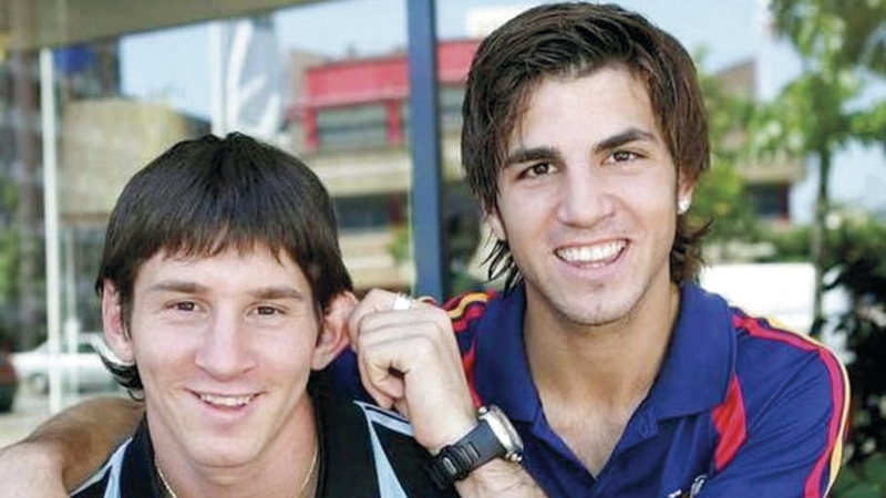 ميسي وفابريغاس تواجها صغاراً وتزاملا لاحقاً في نادي برشلونة.  أرشيفية