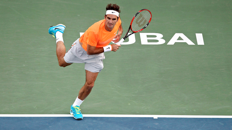 نجم التنس السويسري روجيه فيدرر يعشق دبي ويزورها سنوياً في الشتاء.   الإمارات اليوم
